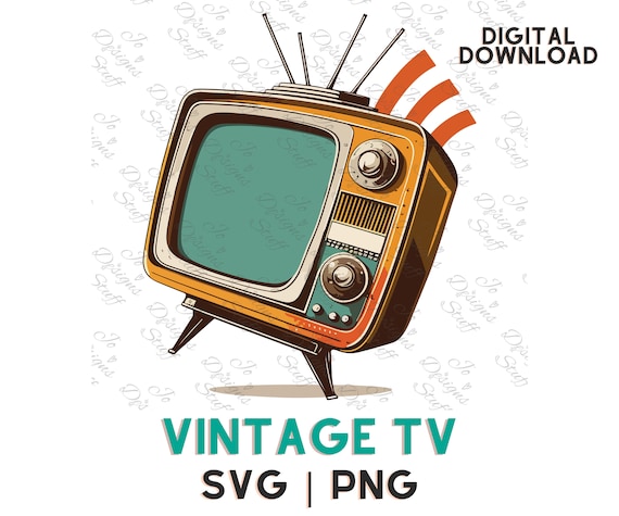 Vintage TV SVG - Old Cartoon Television, Retro Colors, Transparent Clipart for DIY Projects, Nostalgic Home Decor, and Retro-Inspired Crafts