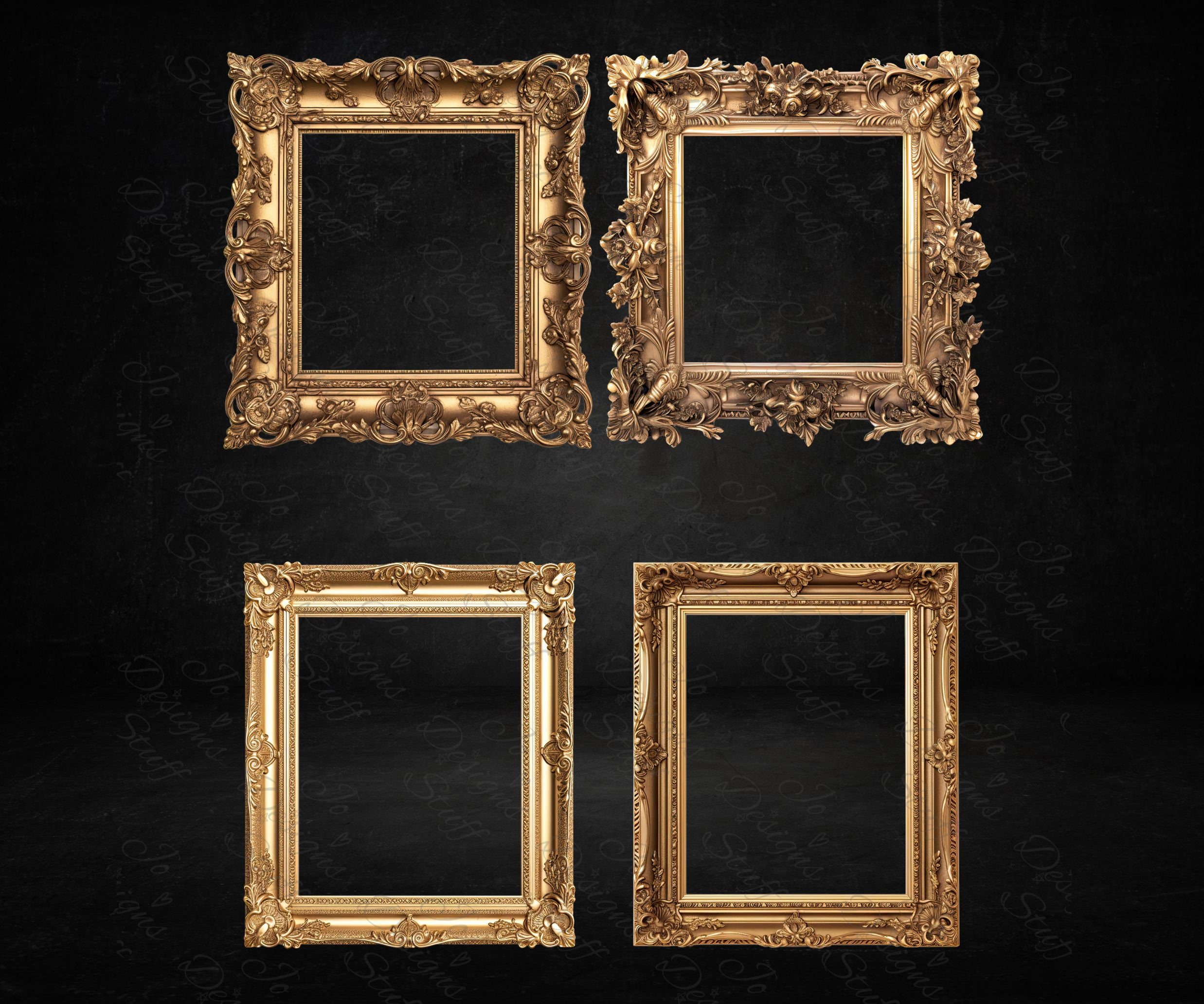 Antique Gold Frames Digital Downloads, Junk Journal, Scrapbook, Collage, Altered Art, Mixed