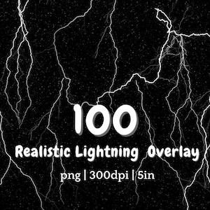Realistic White Lightning Overlay 100 PNG Transparent Photoshop Lightning Effects for Photo Editing, Graphic Design, Social Media, 300 DPI