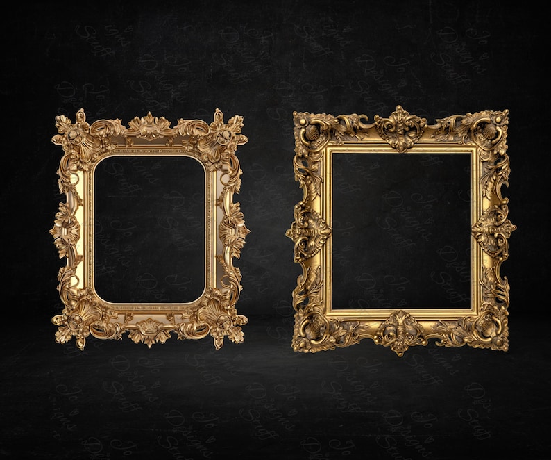 Antique Gold Frames Digital Downloads, Junk Journal, Scrapbook, Collage