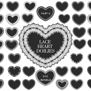 Tapete de encaje floral con forma de corazón SVG-vol. 2, Corazón decorativo antiguo vintage con encaje elegante, estilo gótico victoriano, Materiales de artesanía para diseño romántico