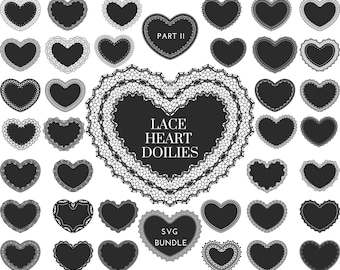 Floral Lace Heart Doily SVG-vol.2, Vintage Antique Decorative Heart with Fancy Lace, Victorian Goth, Craft Supplies for Romantic Design