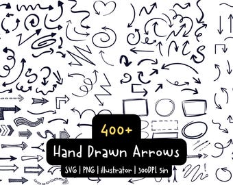 Hand drawn arrow doodles clipart in SVG & PNG (digital download), perfect for planners, bullet journals, scrapbooking and Cricut crafts