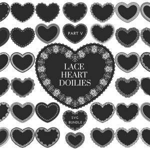 Spitzen-Herz-Deckchen SVG-Bundle für Cricut Hochzeitseinladungen Scrapbooking Valentinstag Handwerk Vintage viktorianische Gothic romantisch Cut Files