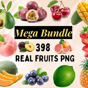 398 fichiers PNG de fruits avec arrière-plan transparent, parfaits pour les projets de bricolage créatifs, scrapbooking numérique, cahiers, collection de fruits frais png