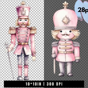 Pastel Nutcracker Clipart Watercolor Nutcracker PNG Cute Christmas Soldier Nutcracker Images for Cards Stickers Crafts Holiday Decor image 6