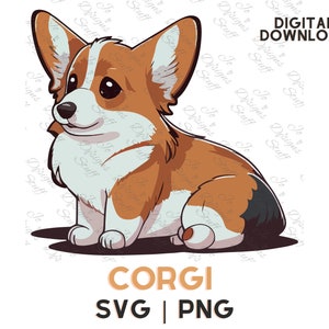 Cartoon Corgi svg Instant Download, High resolution Cartoon Corgi clipart, Cute Dog svg, png, kawaii Corgi Cut Out file for Design Projects