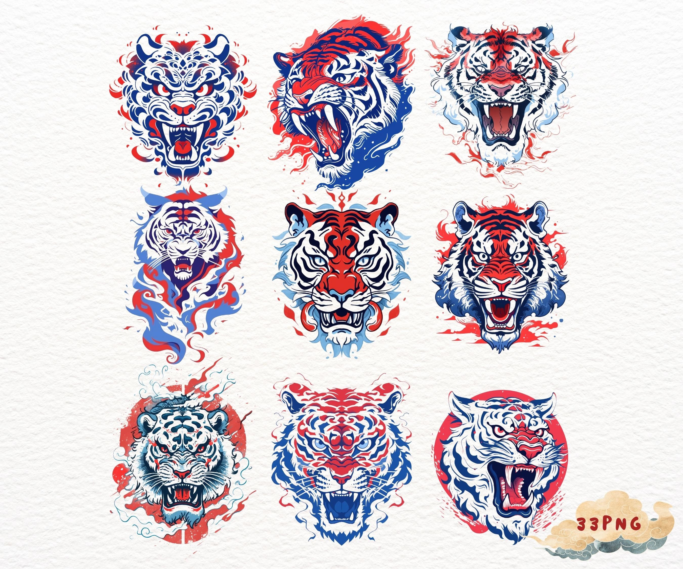 Chinese Tiger Clipart, Traditional Tiger Pattern Png, Vintage ...