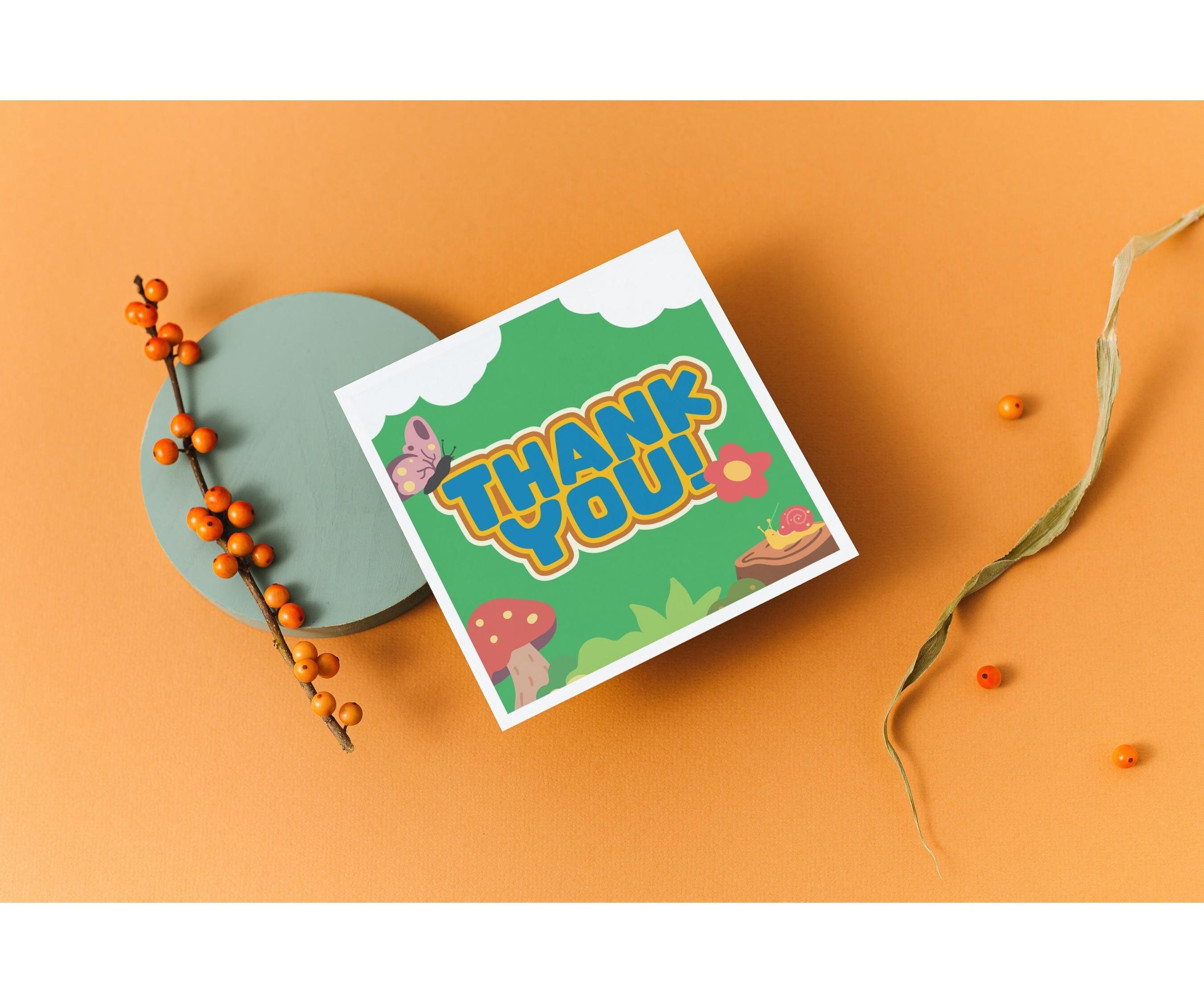 Printable Thank You Cardscute Square Cards Flower Thank You Etsy