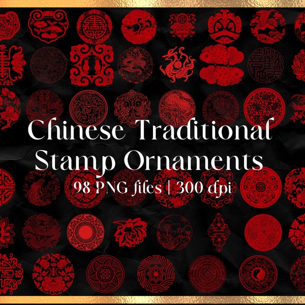 Chinese Traditional Stamp Ornaments PNG Files - Authentic Cultural Designs for DIY Projects, Home Decor, and Asian-Inspired Crafts