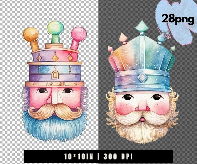 Pastel Nutcracker Clipart Watercolor Nutcracker PNG Cute Christmas Soldier Nutcracker Images for Cards Stickers Crafts Holiday Decor image 9