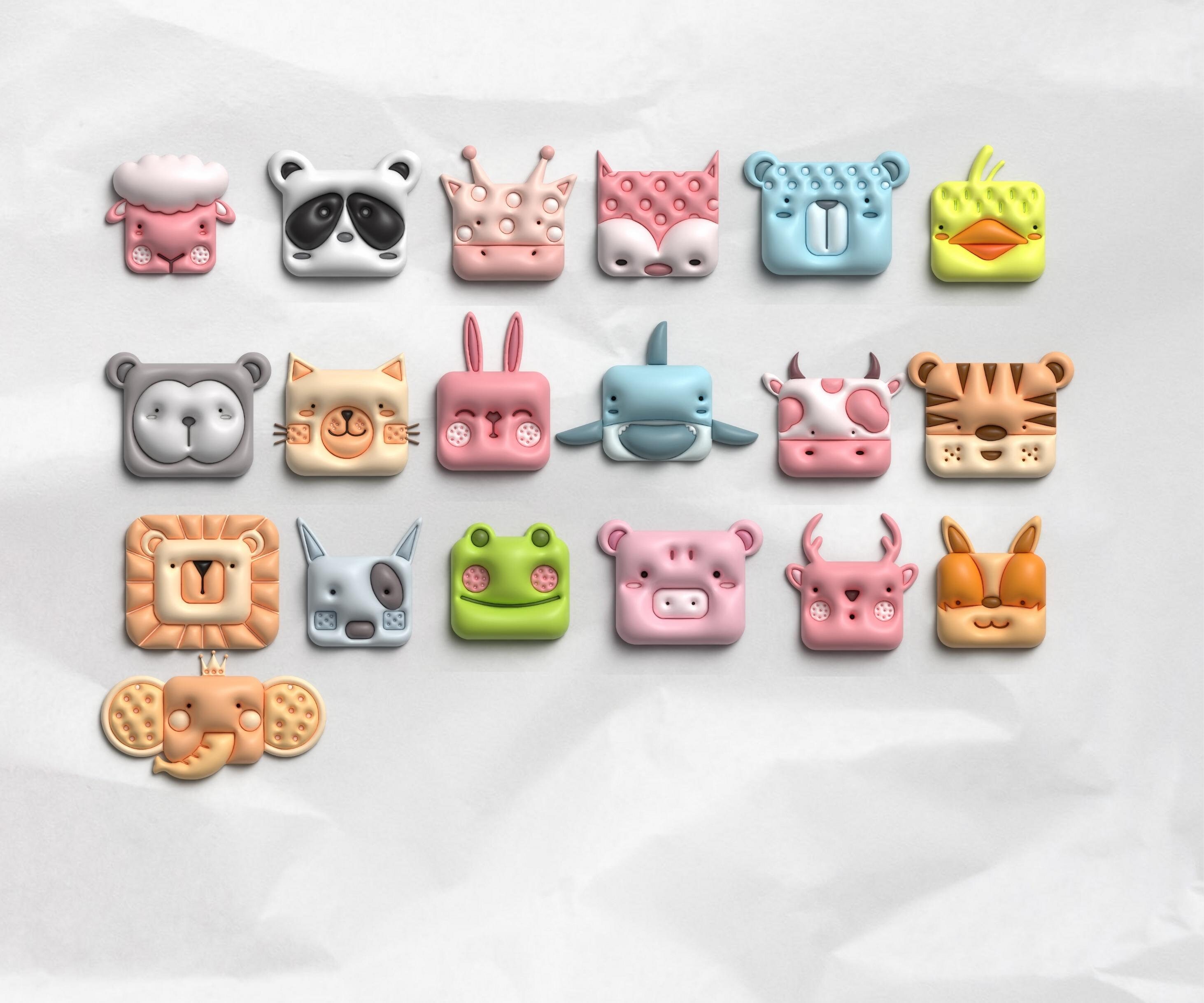 3D Animal Stickers for Digital Notebooks 52 Colorful Realistic Cute