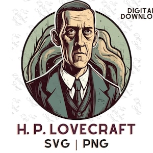 H. P. Lovecraft svg, Cartoon H. P. Lovecraft clipart vector Cthulhu Mythos svg, png,  The Call of Cthulhu Illustration Cut Out files