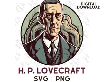 H. P. Lovecraft svg, Cartoon H. P. Lovecraft clipart vector Cthulhu Mythos svg, png,  The Call of Cthulhu Illustration Cut Out files