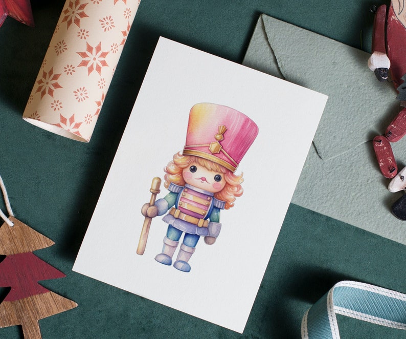 Pastel Nutcracker Clipart Watercolor Nutcracker PNG Cute Christmas Soldier Nutcracker Images for Cards Stickers Crafts Holiday Decor image 10