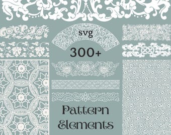 Pattern Elements SVG 300+ Ornamental Border Clipart Floral and Geometric Vector Files for Cricut Illustrator and Creative Design Projects