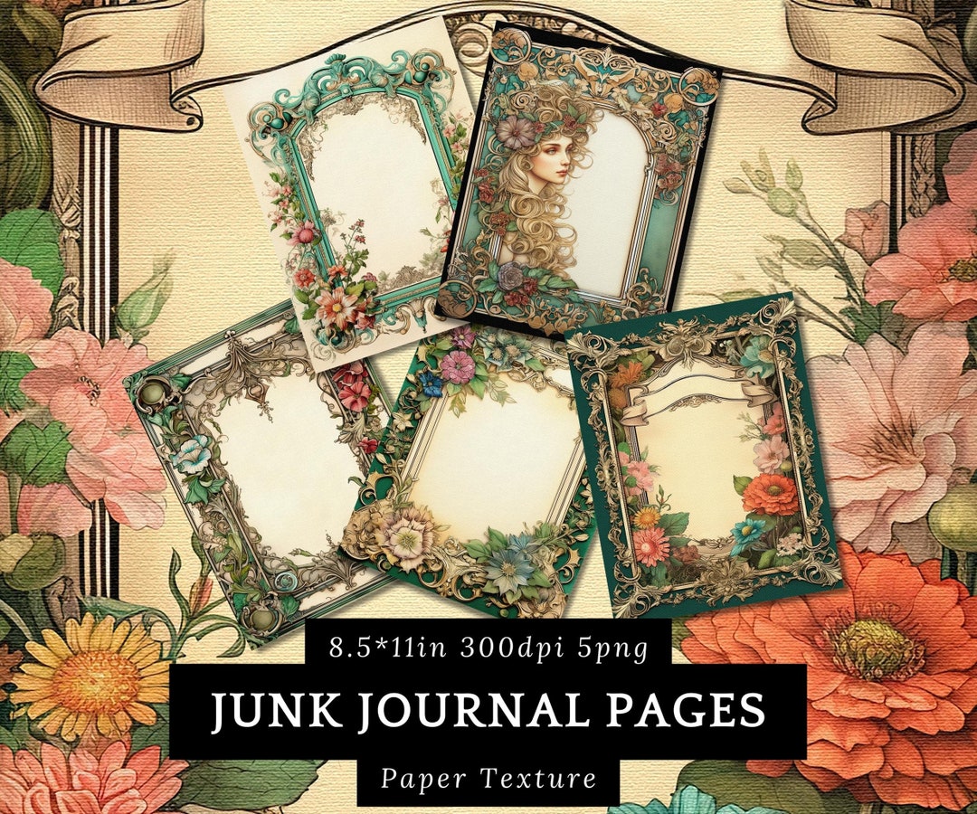 Vintage Floral Junk Journal Pages - Ornate Printable Writing Paper, Art ...