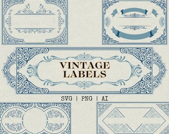 Vintage Labels - Elegant Frame Designs in PNG, SVG, AI Formats for Digital Download - High-Quality Vector Images