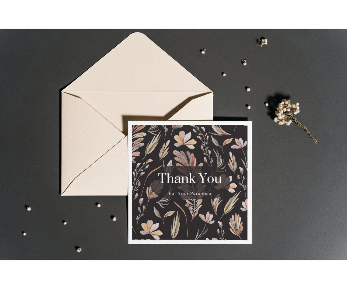 Printable Thank You Cardscute Square Cards Flower Thank You Etsy