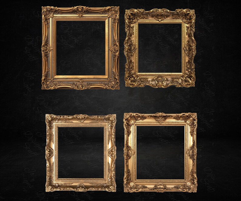 Antique Gold Frames Digital Downloads, Junk Journal, Scrapbook, Collage