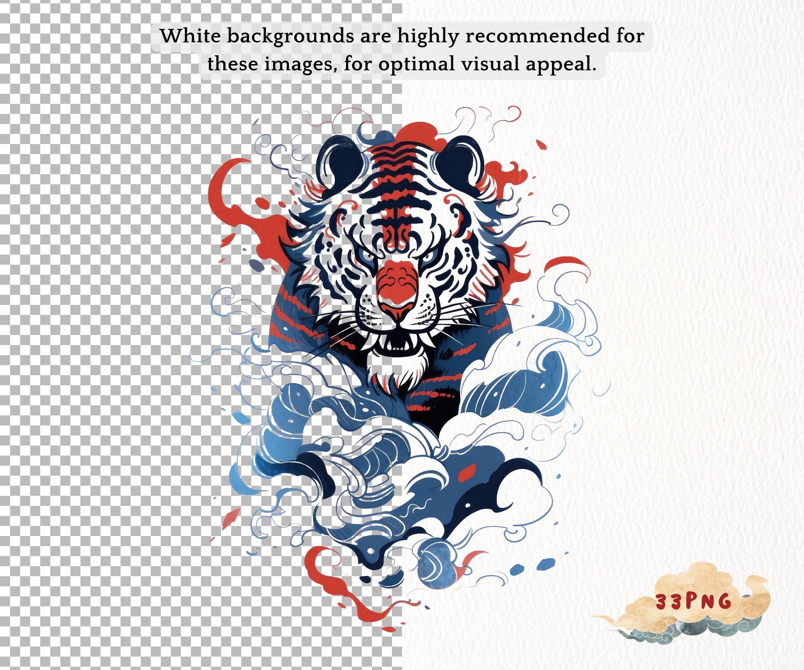 Chinese Tiger Clipart, Traditional Tiger Pattern Png, Vintage ...