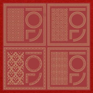 Kinesisk etikettgränspaket, vintage orientaliska SVG-namnskyltramar för laserskärning, Cricut, förpackningsdesign, traditionell guldvektoruppsättning bild 5