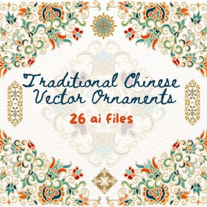 Adornos vectoriales tradicionales chinos: bordes decorativos intrincados sin costuras, motivos para sublimación, corte láser, manualidades de papel, archivos ai