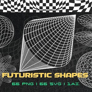 3D Geometry Wireframe Shapes SVG Retro Futuristic Design Abstract Geometric Shapes SVG Futuristic Line Art Clipart Vaporwave Vector PNG