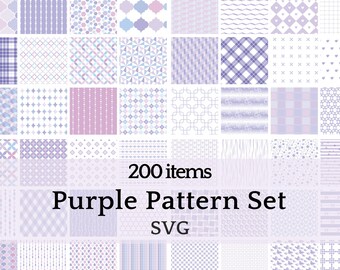 Pastel Purple Pattern SVG Digital Paper Pack Pink Scrapbook Cardmaking Paper Gingham Plaid Floral Polka Dot Stripe Geometric Printable