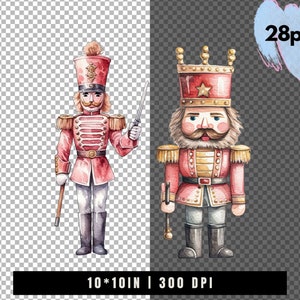 Pastel Nutcracker Clipart Watercolor Nutcracker PNG Cute Christmas Soldier Nutcracker Images for Cards Stickers Crafts Holiday Decor image 5