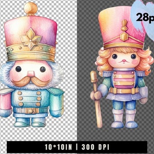 Pastel Nutcracker Clipart Watercolor Nutcracker PNG Cute Christmas Soldier Nutcracker Images for Cards Stickers Crafts Holiday Decor image 8