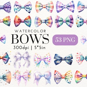 Fiocchi acquerello pastello PNG - Clipart di papillon carino per baby shower, festa di compleanno, scrapbooking, 53 PNG di fiocchi trasparenti