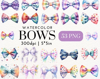 Pastel Watercolor Bow PNG Clipart for Baby Shower Crafts and Scrapbooking