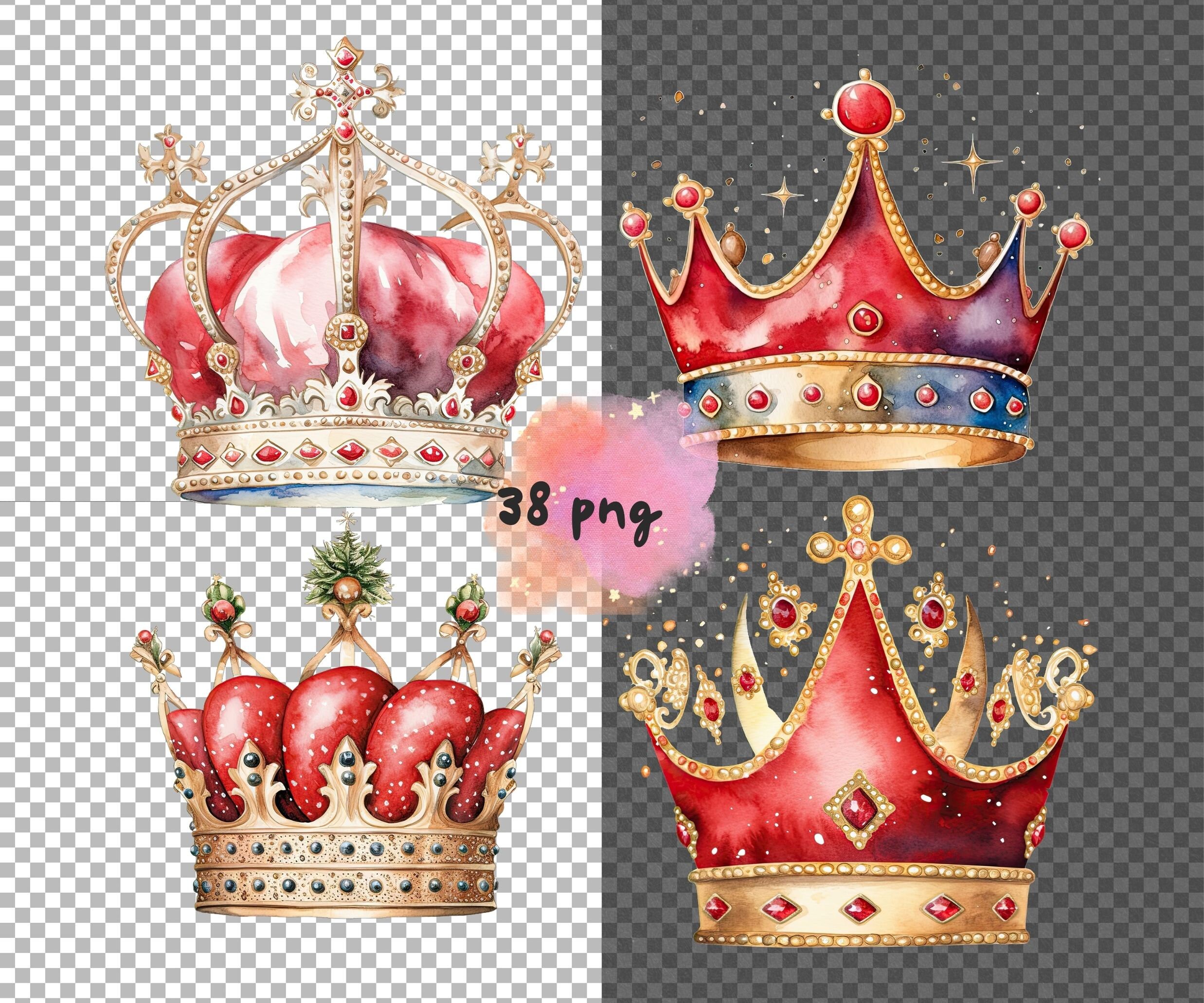 Crown Clipart Fantasy Crown Watercolor Clipartcartoon Pastel Etsy