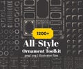 All Style Ornament Toolkit 1200 Plus Flourishes Dividers Frames Corners Wreaths Labels Badges Vintage Art Deco Floral Geometric Elements