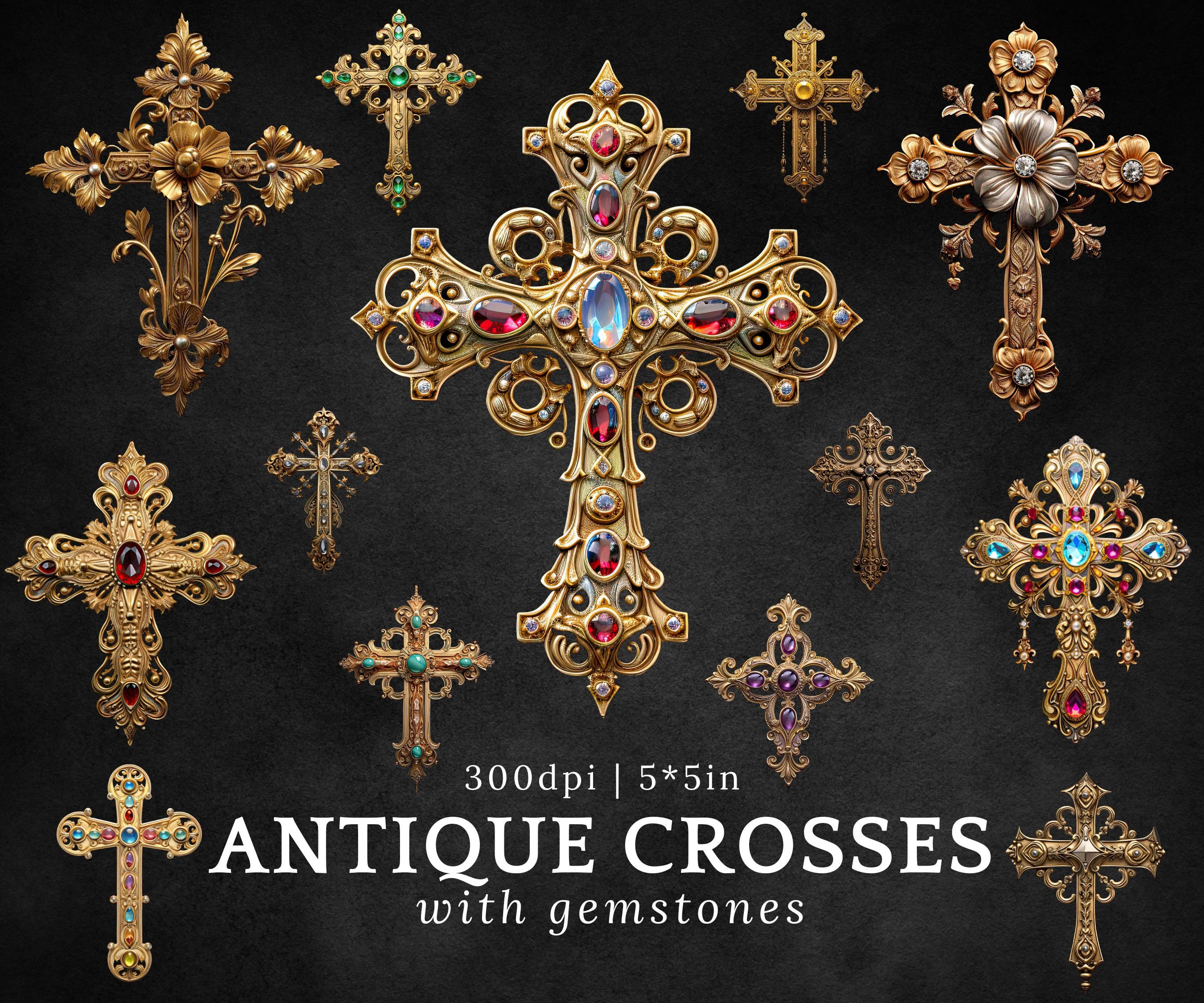 Metal Cross Clipart,vintage Victorian Engraved Gold Cross Pendant With