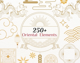 Chinese New Year SVG, AI Clipart Bundle - Traditional Lunar Festival Elements, Snake, Dragon, Lanterns, Fireworks & Floral Patterns. 250+svg