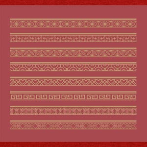 Kinesisk etikettgränspaket, vintage orientaliska SVG-namnskyltramar för laserskärning, Cricut, förpackningsdesign, traditionell guldvektoruppsättning bild 6