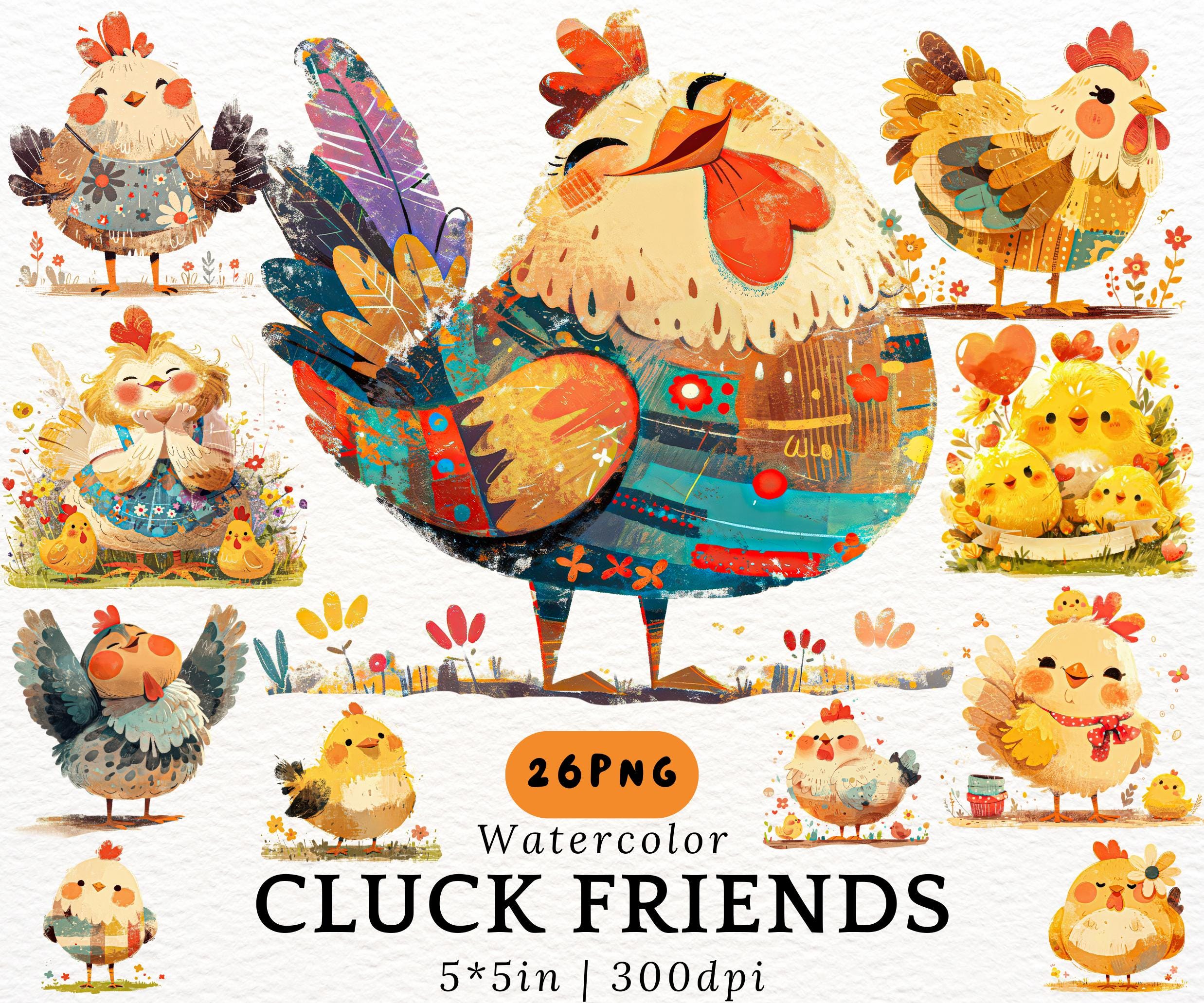 Watercolor Chicken Clipart Bundle | Digital Download for Crafters ...