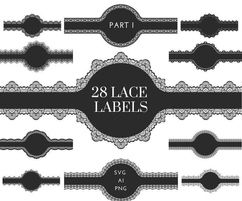 Lace Label Clipart Bundle,elegant Round Doily Label SVG PNG Ai,vintage ...