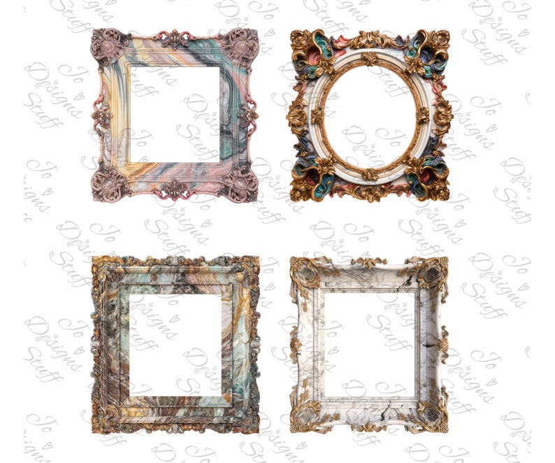 Marble Texture Frames - Fussy Cuts, Printable Elegant Frames, Junk ...