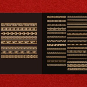 Kinesisk etikettgränspaket, vintage orientaliska SVG-namnskyltramar för laserskärning, Cricut, förpackningsdesign, traditionell guldvektoruppsättning bild 4