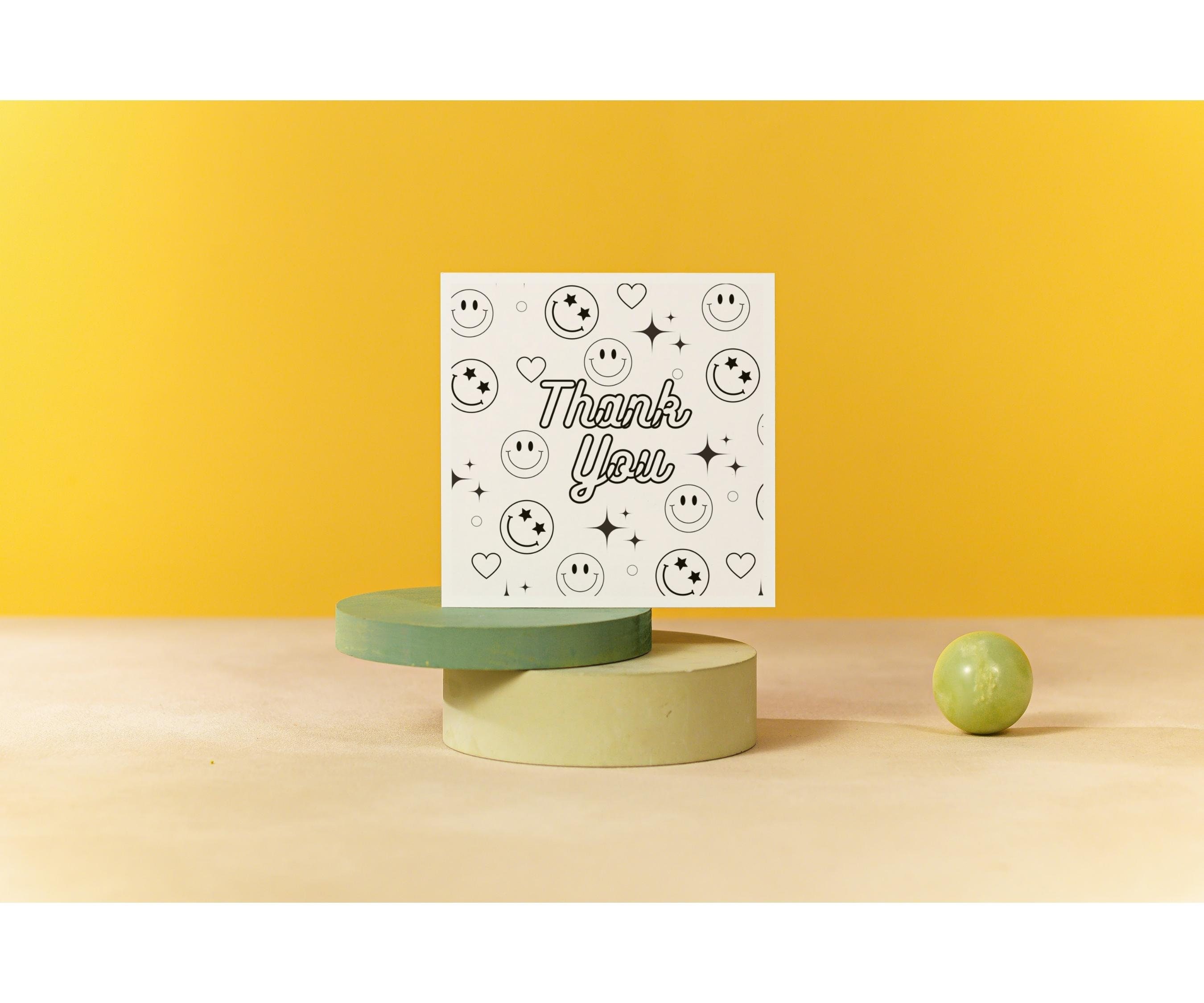 Printable Thank You Cardscute Square Cards Flower Thank You Etsy