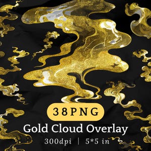 Cloud Overlay Gold PNG Background Transparent Smoke Effect for Digital Art Posters Social Media Sublimation Graphic Design 300 DPI-part2