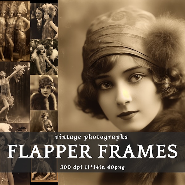 20's Old Photos Collection - Roaring 20's, Flapper Girls, Golden Age Jazz, Fancy Costume, Fading Vintage Photos, Junk Journals, scrapbooking