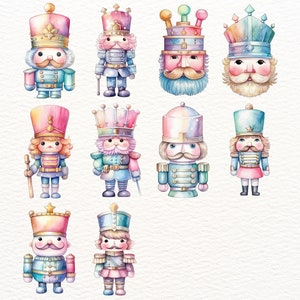 Pastel Nutcracker Clipart Watercolor Nutcracker PNG Cute Christmas Soldier Nutcracker Images for Cards Stickers Crafts Holiday Decor image 4