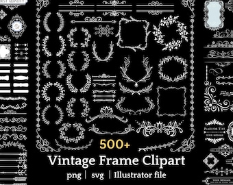 Hand Drawn Botanical Frame Clipart Floral Wreath Corner Border PNG SVG AI Decorative Vintage Elements for Spring Invitations and Logos