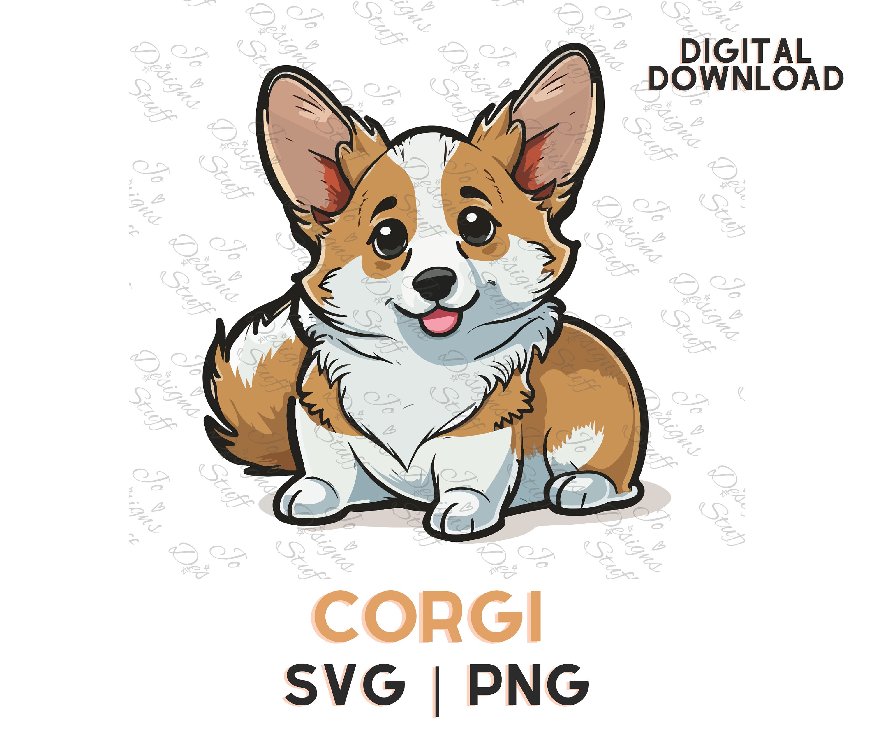 かわいいコーギーのしっぽ付き SVG PNG クリップアート デジタル