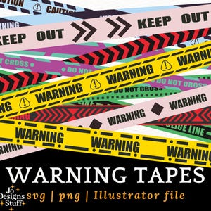 Warning Tape Clipart PNG SVG Digital Download Colorful Caution Seamless Do Not Cross Police Line Graphics for Signs Decor Scrapbooking Craft