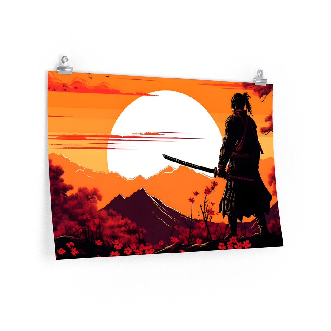 Japanese Samurai Art Print Samurai Wall Decor Japanese Art Etsy